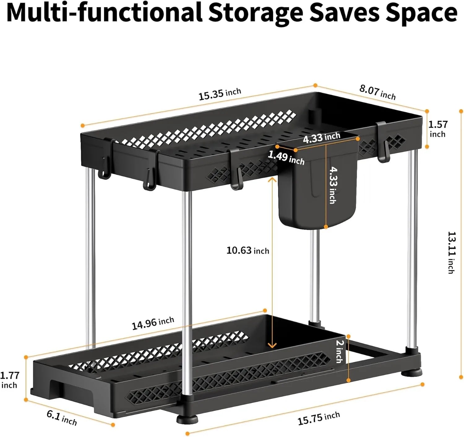 Under Sink Storage Organizer 2 Tier Pull Out Cabinet Organizer Sliding Shelf Under Sink Storage Rack Bathroom Kitchen Organizer
