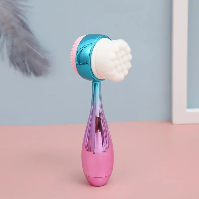 Silica Gel Double Sided Facial Cleanser Blackhead Remover Pore Cleaner Exfoliating Face Brush