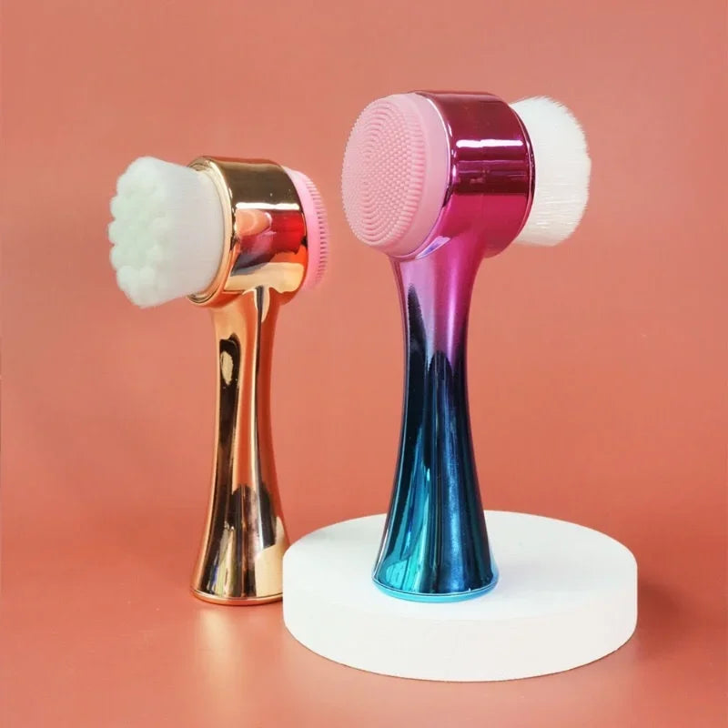 Silica Gel Double Sided Facial Cleanser Blackhead Remover Pore Cleaner Exfoliating Face Brush