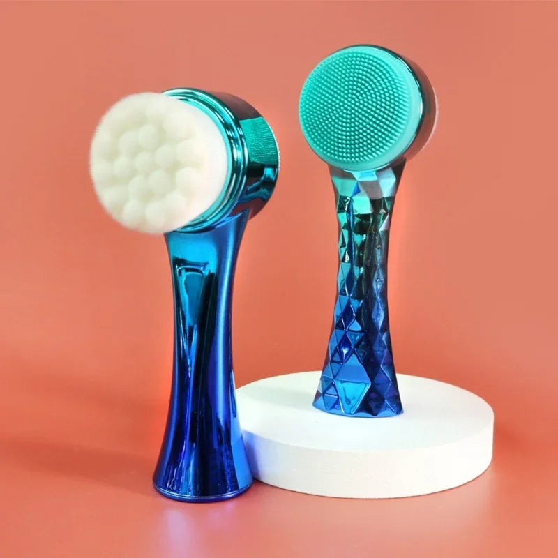 Silica Gel Double Sided Facial Cleanser Blackhead Remover Pore Cleaner Exfoliating Face Brush